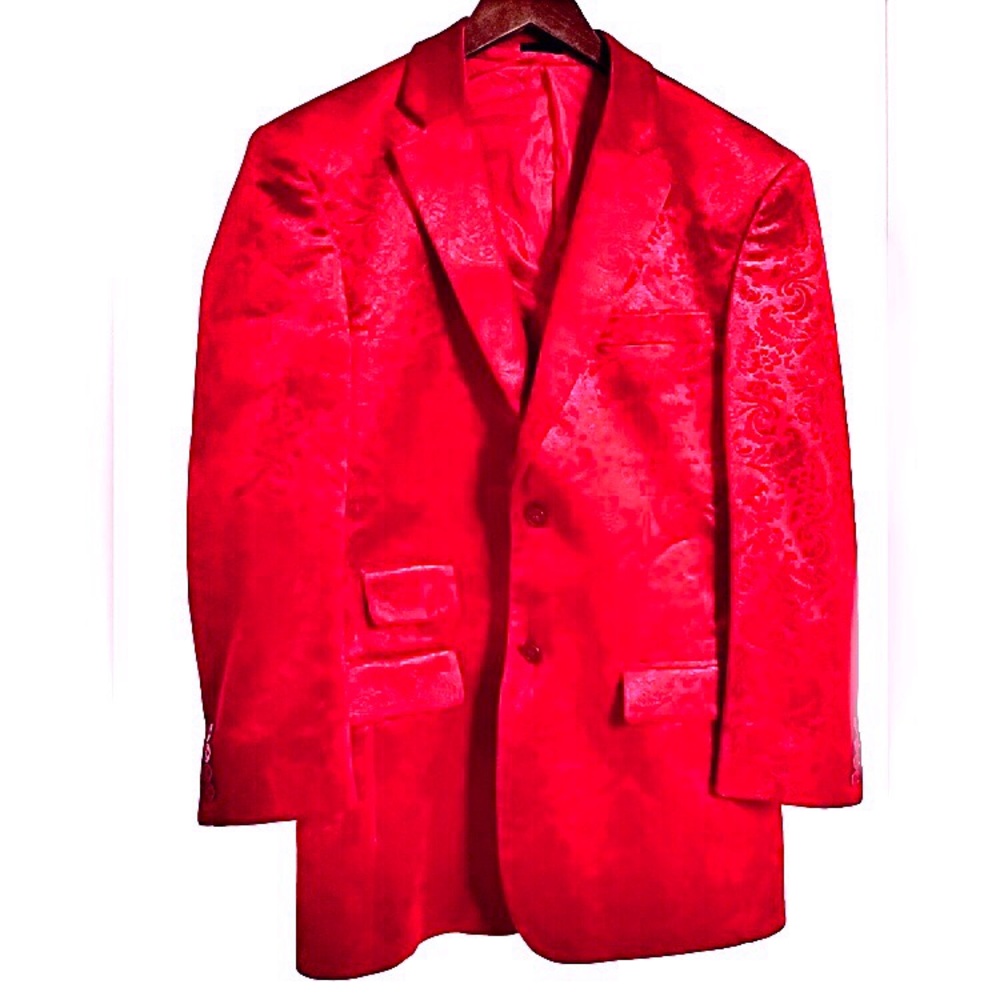 EJ Samuel Men's Red Velvet Blazer Jacket - Italy